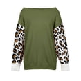 thumbnail image 3 of Gvmfive Women Off The Shoulder Leopard Long Sleeve Stitching Casual Loose Tops, M, 3 of 5