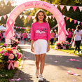 thumbnail image 2 of Yourumao Breast Cancer Shirts for Women Pink Ribbon 3/4 Sleeve Tops Crewneck Plus Size In October We Wear Pink Shirt for Breast Cancer Survivor, 2 of 7