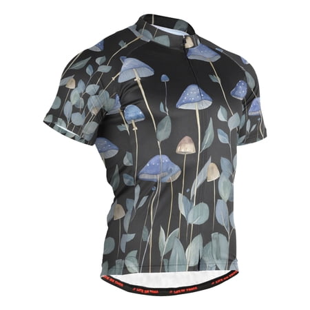 joogoo Mushroom Pattern Men s Cycling Jerseys Mountain Bike Short Sleeve Tops S