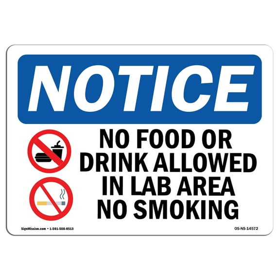 OSHA Notice Signs - No Food Or Drink Allowed In Sign With Symbol | Decal | Protect Your Business, Work Site, Warehouse |  Made in the USA
