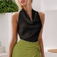 thumbnail image 4 of STETMN Women's Satin Tank Top Sleeveless Bow Halter Cowl Neck Formal Tops Officewear Casual Tank, 4 of 6