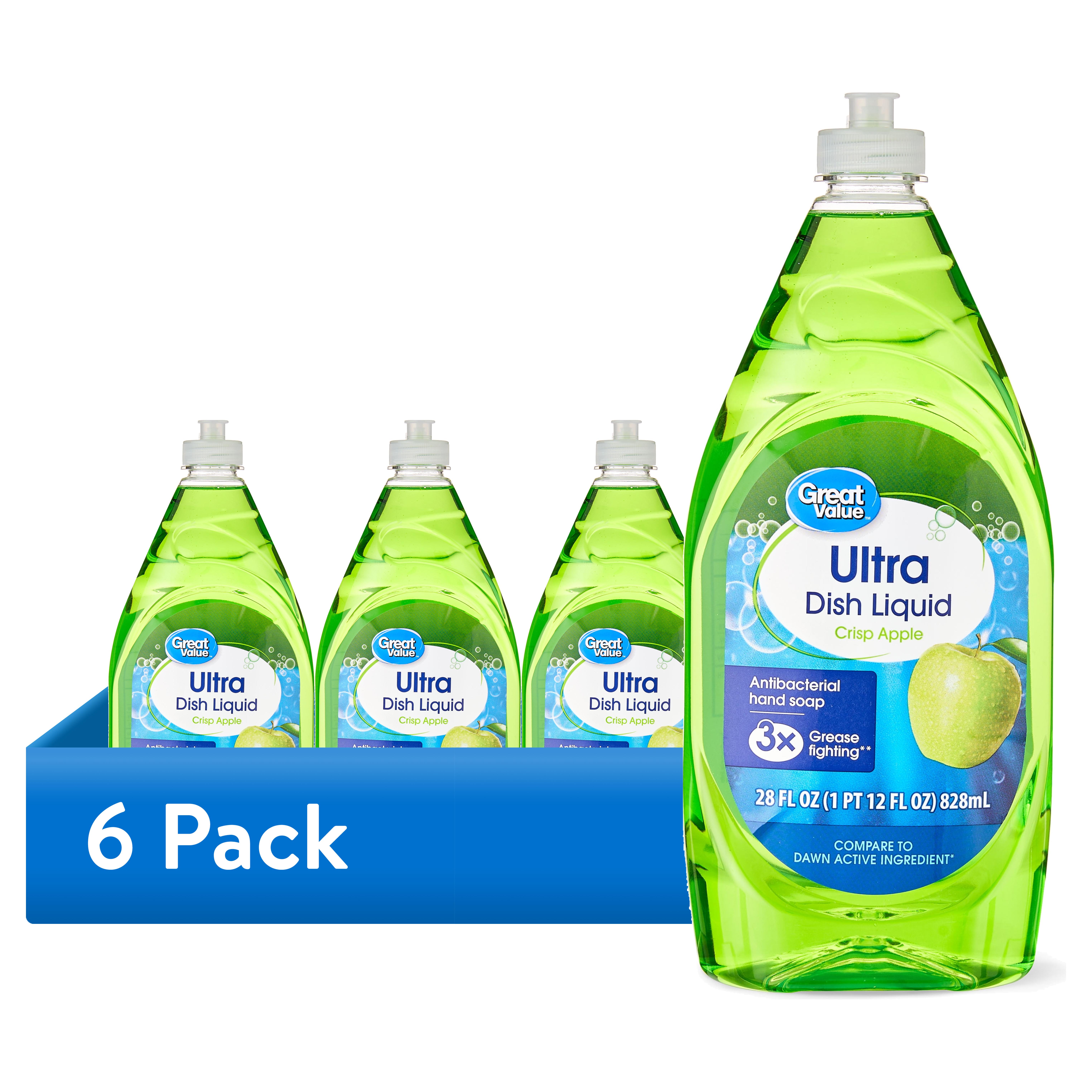 Great Value Ultra Antibacterial Dish Liquid, Crisp Apple, 6 Pack photo 1