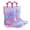 Pink Purple, variant on MOBYDICK Kids Toddler Light Up Rain Boots for Girls Waterproof Boots with Easy on Handles, Pink Purple, Size 10