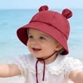thumbnail image 6 of KPOPLK Baby Girl Wide Brim Bucket Hats with UPF 50+ Outdoor Adjustable Beach Hat with Sun Hat(3-12 Months,Wine), 6 of 7