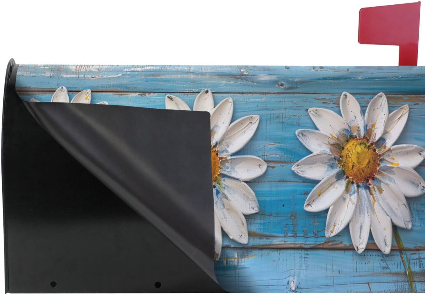 Daisy Flowers on Wooden Magnetic Mailbox Cover MailWraps Garden Yard Home Decor for Outside Oversized-25.5" x20.8"\u2026