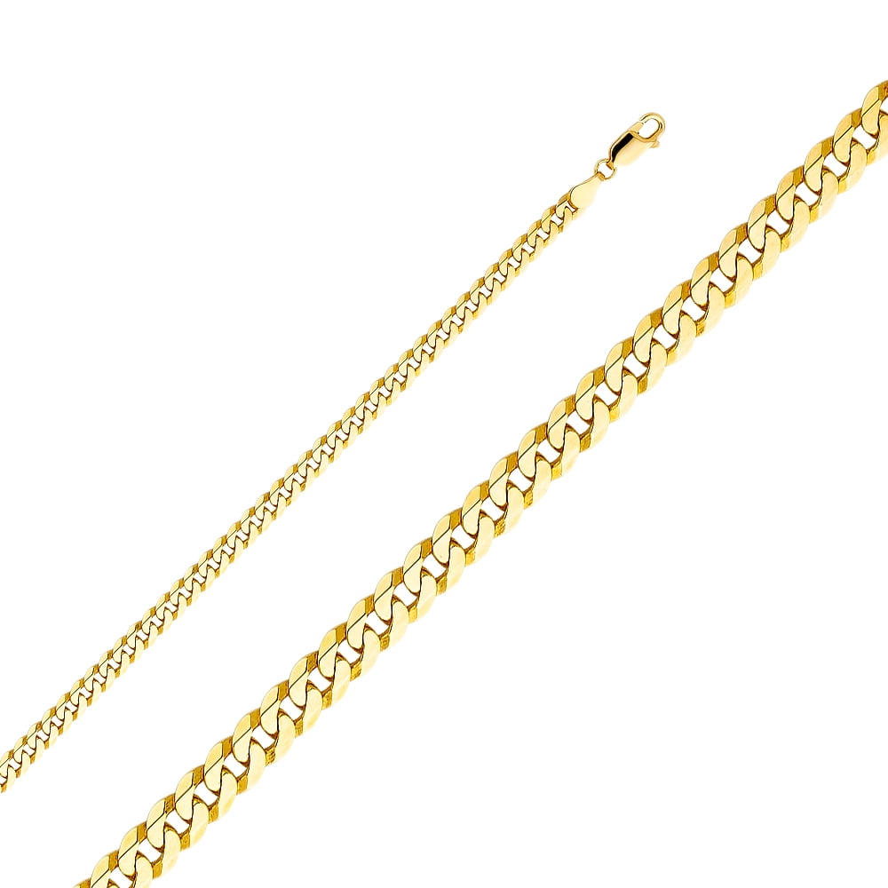 Wellingsale 14k Two Tone Gold Solid 4.8mm Stamp Figaro Pave Chain Necklace 