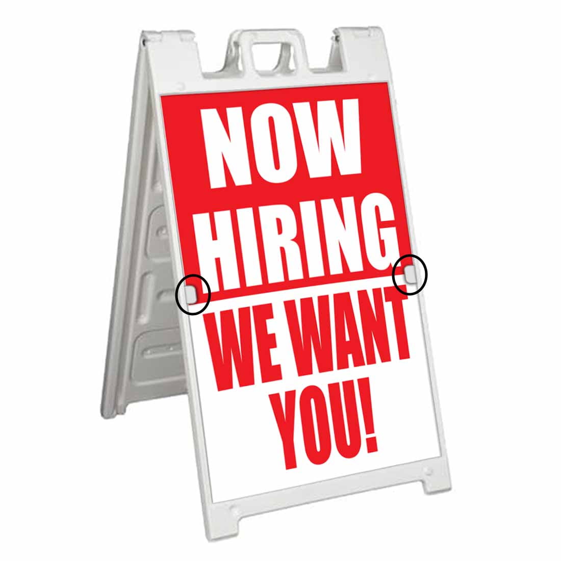 Now Hiring We Want You! (24" X 36") Deluxe AFrame Signicade, Includes