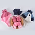 thumbnail image 3 of Otqutp Toddler Baby Girls Boys Soft Warm Knit Dinosaur Hat Cold Weather Kids Patchwork Winter Hat with Earflap Scarf Hood Hat 0-6Years (Pink,XL), 3 of 4