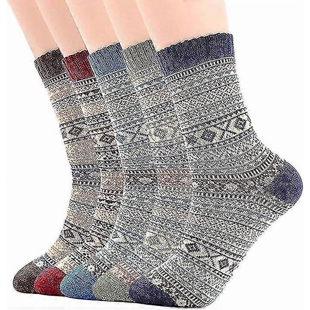 Men Socks/women Socks,5 Pairs Lady Socks Thermal Knit Warm Casual Wool Crew Winter Socks For Men Women,Gg