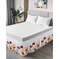 thumbnail image 4 of Pastoral Flowers Bed Skirt King Size 16" Drop Colorful Plants Floral Leaves Watercolor Ruffled Wrap Around Bed Skirts Adjustable Elastic Bedskirt Dust Ruffle for King Size Bed, 4 of 7
