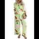 thumbnail image 3 of Conjunto de 2 Piezas de Chándal de Verano para Playa con Camisa de Corta y Botones para Mujer, Top Estampado, Pantalones Cortos de Descanso Flores de Frutas L, 3 of 10