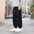 thumbnail image 1 of Pantalones de pana de color liso para hombre, largos, con bolsillos y cordón, con ribete en la pierna., 1 of 4