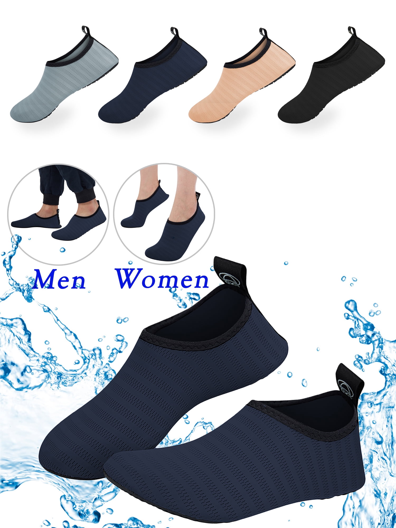 Men Women Skin Water Shoes Aqua Beach Yoga Exercise Pool Swim Slip On Socks New 