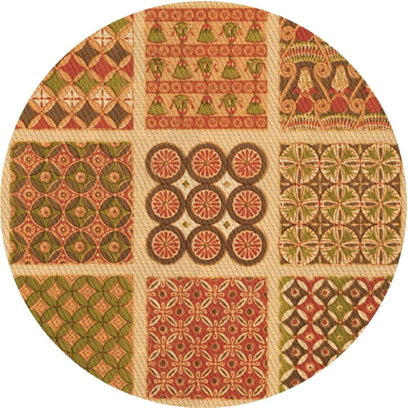 Ahgly Company Machine Washable Indoor Round Transitional Orange Area Rugs, 4' Round