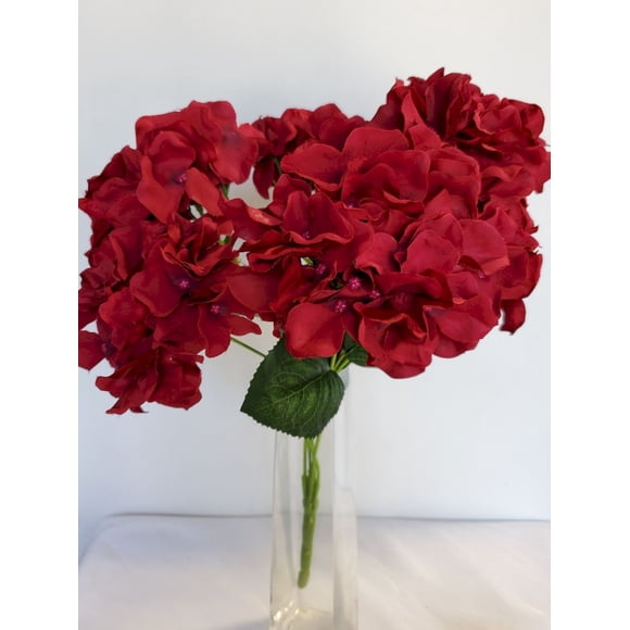 Burgundy Hydrangea Bush Artificial Flowers