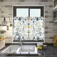 thumbnail image 4 of Yayeee Kitchen Curtains Tier Pair Light Filtering 27"x36" Rod Pocket Short Cafe Window Panel, Blue Floral, 4 of 7