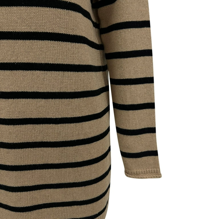WXLWZYWL Womens Oversized Sweater Dress Spring Fall Trendy Long Sleeve High  Neck Knit Bodycon Dress Casual Striped Mini Dress - Walmart.com