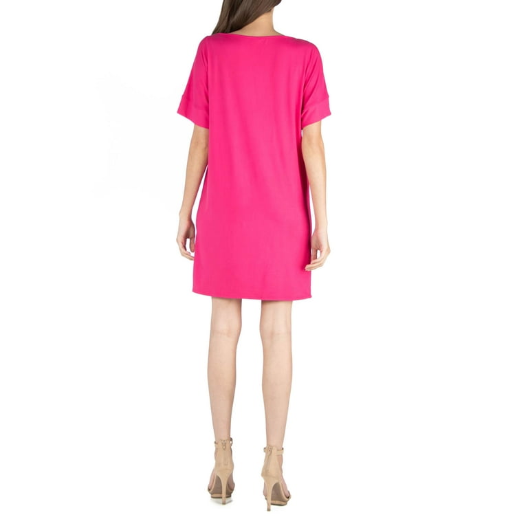 24 7 Comfort Apparel Women s Loose Fit T Shirt Dress with Boat Neck Walmart
