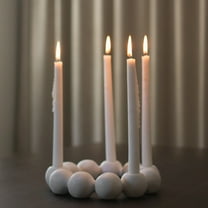 BIDK Home Beaded Round 4-Candle Ceramic Holder - 10.5" - White