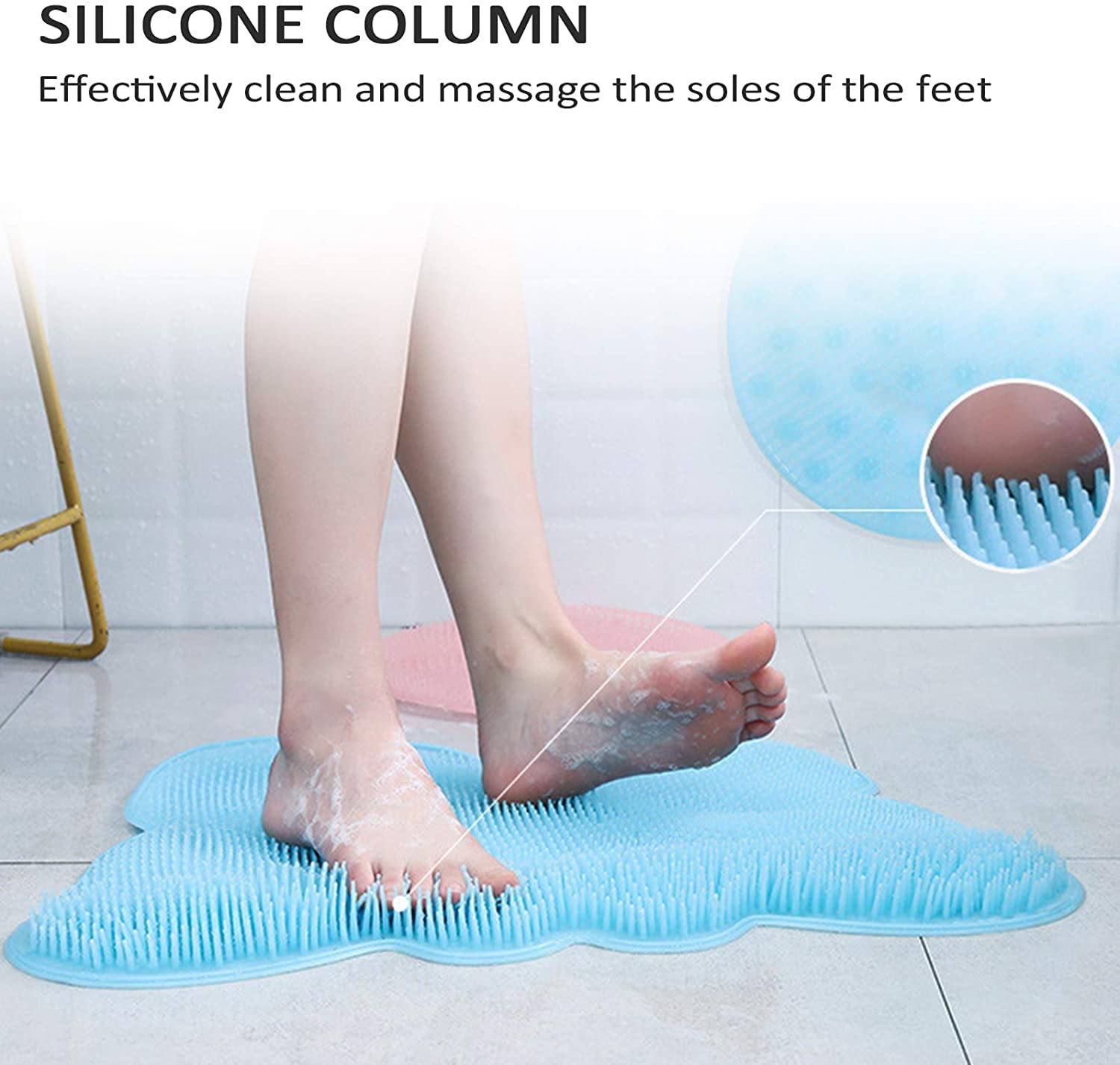 Majestic Ace Shower Foot Scrubber MAT-FOOT Circulation & Relieve Tired Feet, Foot Scrubber for Use in Shower with Non-Slip Suction Cups Green, Size: 30