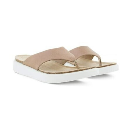 

ECCO Womens Beige Arch Support Cushioned Round Toe Wedge Slip On Leather Thong Sandals 11-11.5