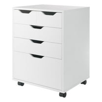 Pemberly Row Bins and Drawers Storage Mobile Cabinet White Finish