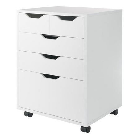 Pemberly Row Bins and Drawers Storage Mobile Cabinet White Finish