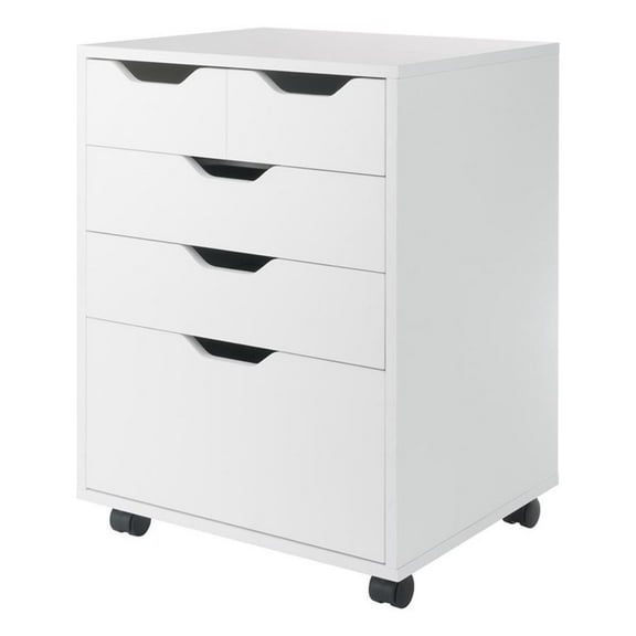 Pemberly Row Bins and Drawers Storage Mobile Cabinet White Finish