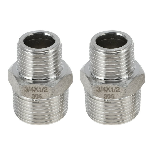 Conectores rectos reductores de tubería de acero inoxidable 304 Unique Bargains 3/4" x 1/2"BSPT 2 Pcs