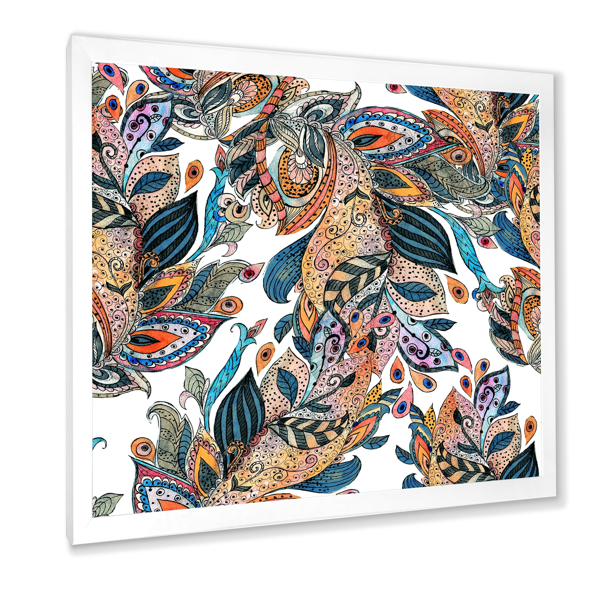 Designart 'Floral Seamless Abstract Texture Pattern' Traditional Framed Art Print