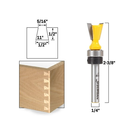 

11° X 1/2 Dovetail Router Bit - 1/4 Shank - Yonico 14811q