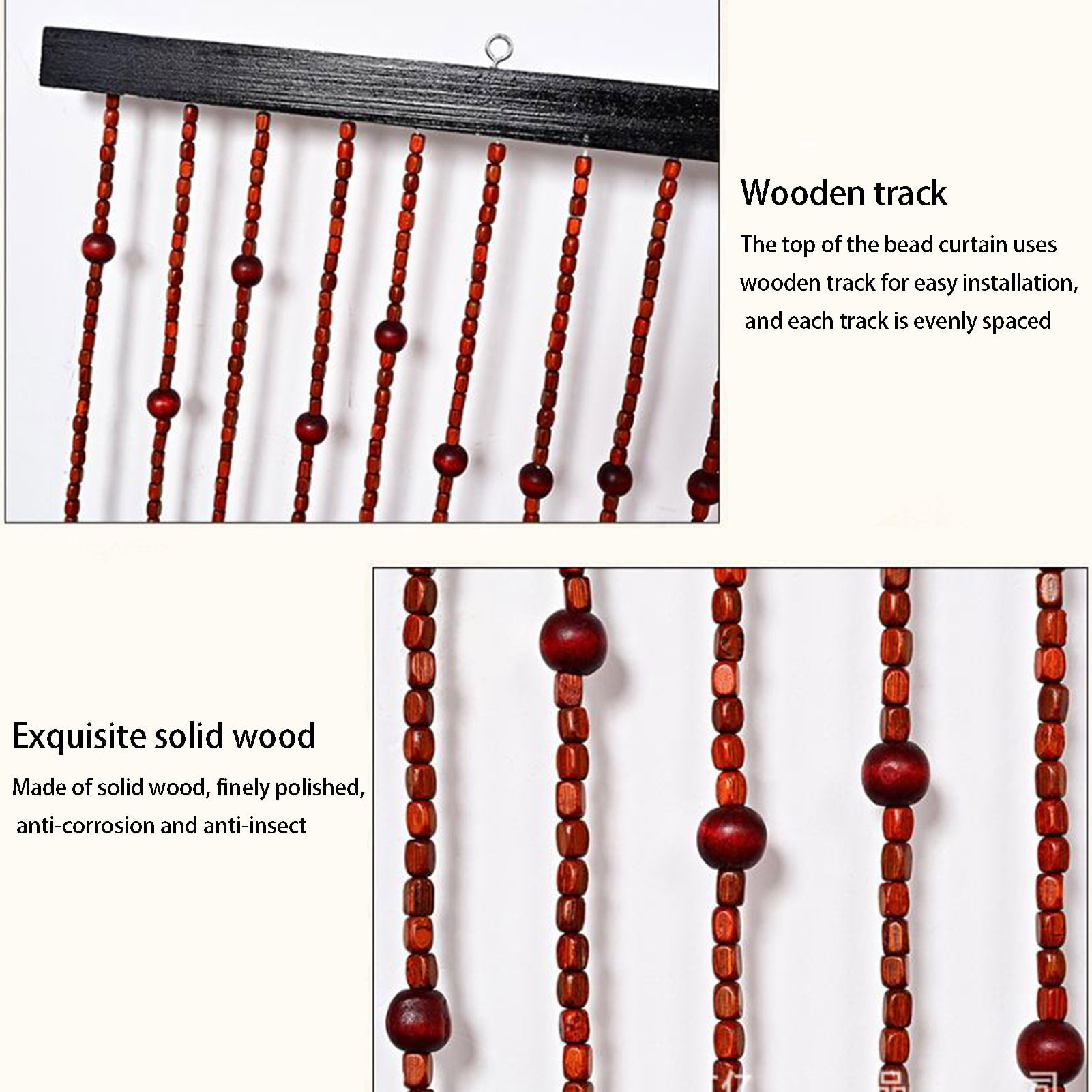 Beaded Door Curtains,90*180cm Natural Wood Beaded Curtain,Doorway Room Divider Door Curtain Screen Panel,Indoor Decorative Divider Curtains