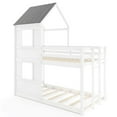 thumbnail image 1 of Costway House Bunk Bed Twin Over Twin with Built in Ladder Window & Safety Guardrail, 1 of 10