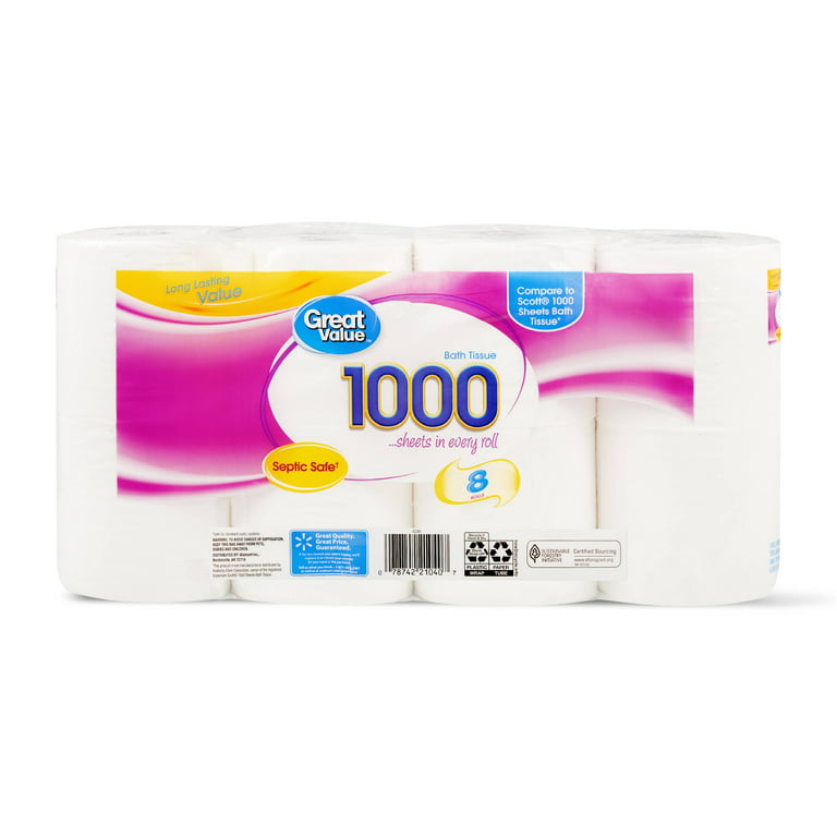  Scott 1000 Toilet Paper, 8 Rolls, Septic-Safe, 1-Ply Toilet  Tissue : Health & Household