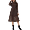 thumbnail image 2 of INSPIRE CHIC Floral Midi Women Casual Long Sleeve High Waist Ruffle Trim Dresses Black XL, 2 of 5