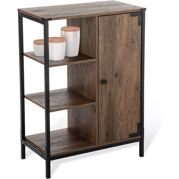 Landia Home 34"H x 24” W x 13"D Bathroom Cabinet with Steel Frame, 3 Shelves, Brown, CVA6114U