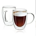 thumbnail image 1 of yeacher 12oz/2 PACK Coffee Mugs Clear Glass Double Wall Cup with handle for Coffee Tea Latte Cappuccino (12 oz), 1 of 6