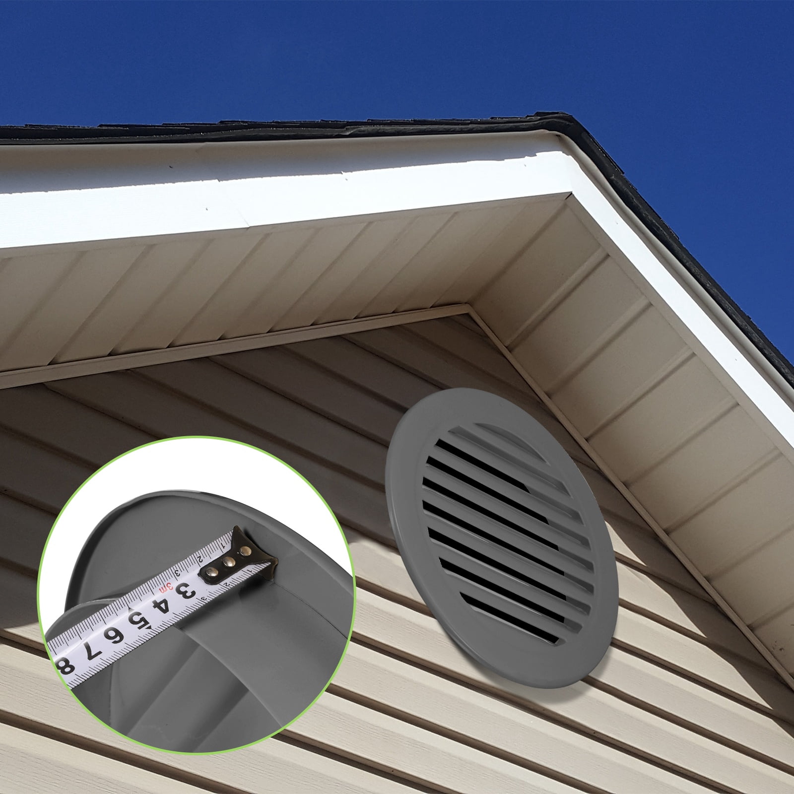 Uxcell 13.7" Round Air Vent, Louver Grille Cover Aluminum Alloy Soffit Vent HVAC Ventilation for Ceiling Wall Roofing Bathroom Kitchen Garage Duct Shed Garage, Dark Gray