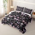 thumbnail image 3 of Manfei Gothic Skull Butterfly Skull Halloween Twin Quilt Set for Boys Girls, Pink Black Cross Chain Twin Coverlet Set, 3 of 7