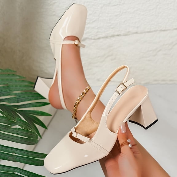 Taylonsss Women's Square Toe Closed Toe Sandals with Chunky Block Heel and Adjustable Buckle Straps for Fashion Casual Office Daily Wear