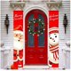 thumbnail image 1 of Banner de Navidad, cartel de bienvenida y feliz Navidad, cartel de guirnalda de Navidad, cartel de porche de Navidad, para decoración de pared de porche interior al aire libre del hogar (rojo) Adepaton ZYY-1442, 1 of 5