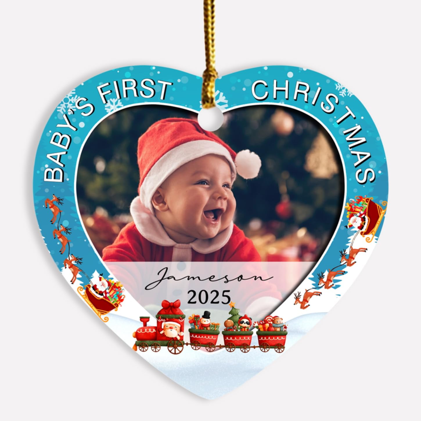 PhoTo Baby's First Christmas Ornament Gift for New Dad Mom, Personalized Christmas, Custom Picture Name Ornaments Xmas Tree, Cute 1st Ornament, Baby, CTSAM26C_P12