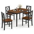 thumbnail image 1 of Costway 5 Piece Dining Table Set for 4 People with Rubber Wood Legs, Cross Backrest, 1 of 10