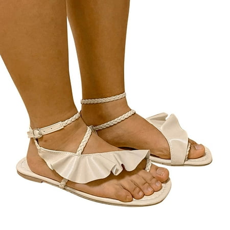 

eczipvz Women Shoes Womens Sandals Shoes Comfort Walking with Non Slip on Casual Summer Beach Shoes Dress Ankle Elastic Jeweled Bohemian Flats