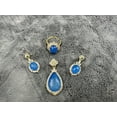 thumbnail image 2 of kiki home Genuine Natural Gemstone Jewelry Blue chalcedony necklace ring and earring, 2 of 11