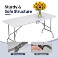 thumbnail image 6 of edx 6FT Folding Table, Outdoor Indoor Heavy Duty Portable with Carrying Handle for Camping, White,27.56"W x 70.89"D x 29.32"H, 6 of 9
