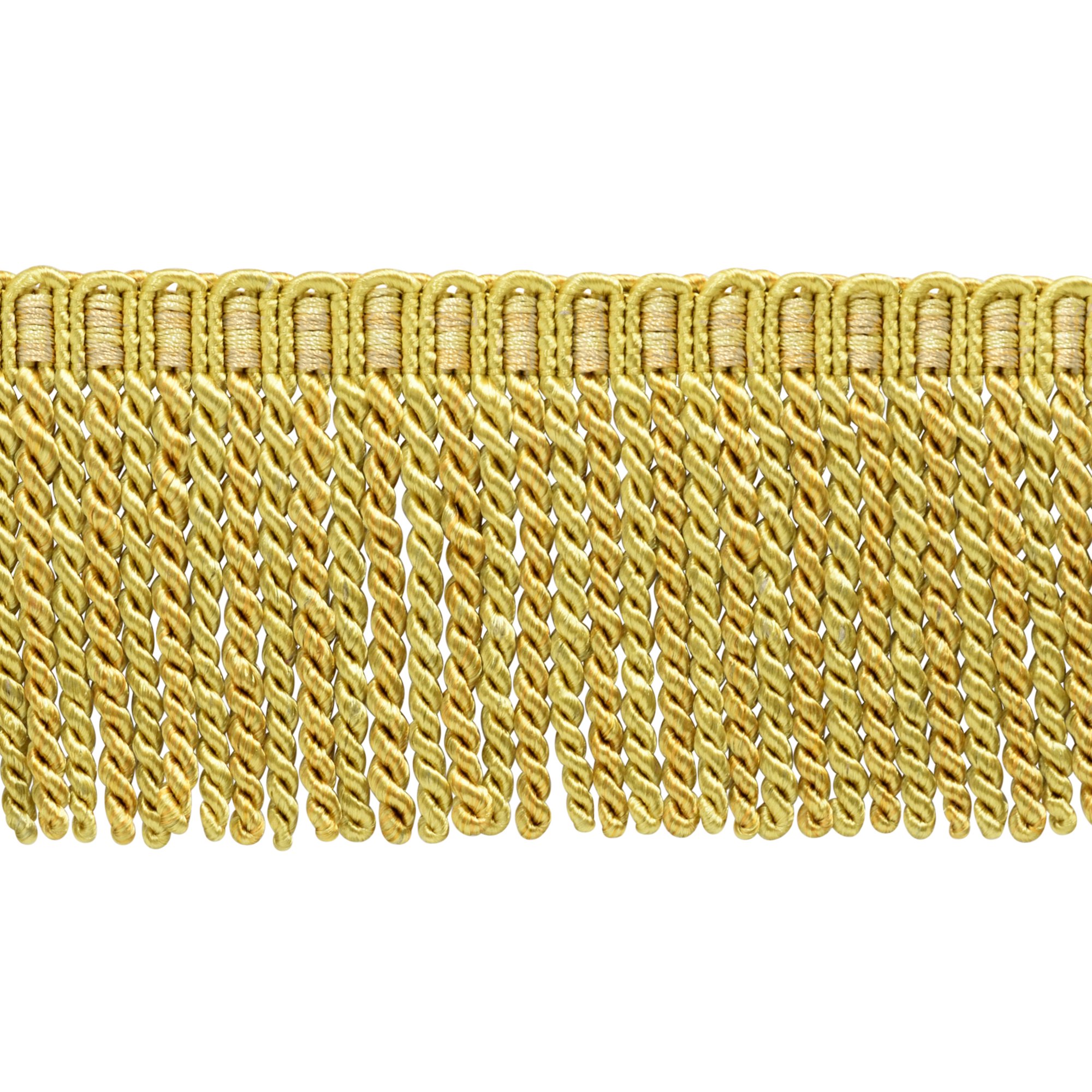 3" (7.5cm) Noblesse Collection Bullion Fringe Trim with Fancy Knitted Header # DB3,, Canary Gold #4875 (Dark Gold, Yellow Gold) Sold By The Yard (36"/3 ft/0.9m)