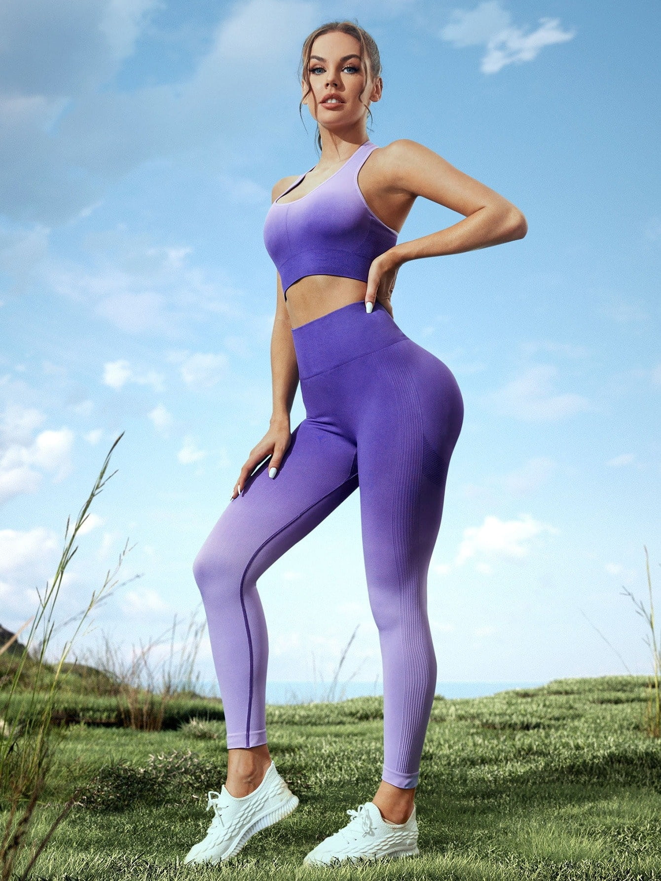 Lonlier Femme Ensemble Sport Bra + Shorts Costumes Sportwear Pantalon  Jogging 2pcs imprimé Tops Pantalons de Sport Yoga Fitness