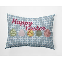 Simply Daisy 14x20-inch Rectangle Happy Easter Poly Indoor Pillow, Blue Qty 1