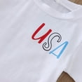 thumbnail image 5 of Zanarzt Summer Baby Boy Clothes Toddler Baby Boy 4th of July Clothes Star Stripe Print Short Sleeve Shirt Shorts Set Memorial Day Outfit White,12-18 Months, 5 of 6